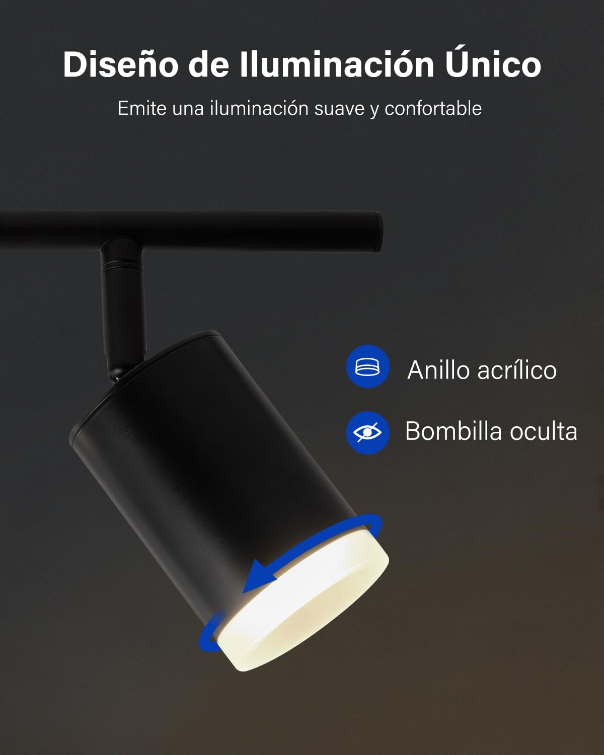 Leselux Focos LED Interior Techo Orientables, Moderno Lámpara de Techo 6 Focos Negro, Aplique Techo Interior GU10, Plafón de Techo Ajustables y Giratorios para Salon Cocina Dormitorio, Sin Bombillas