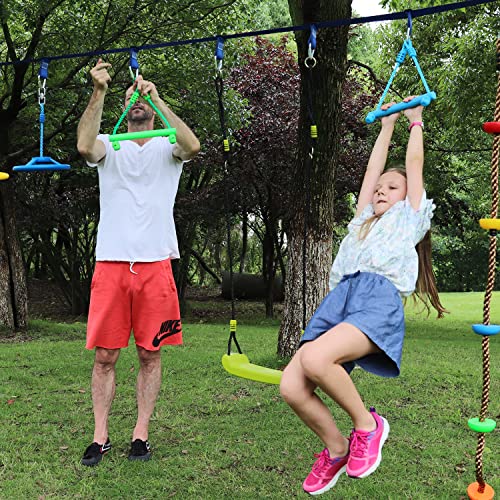Rainbow Craft 3-Pack Kids Ninja Monkey Bars - Trapeze Swing Bars For Ninja Obstacle Course Attachments - 3Pc Of Blue, Red & Green Color #TOP4