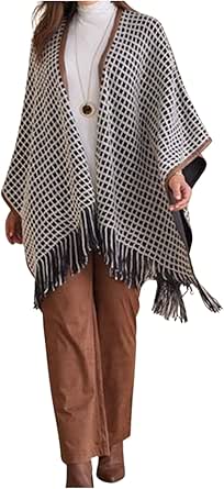 La Fiorentina Oversized Ruana with Fringe at Amazon Women’s Clothing store