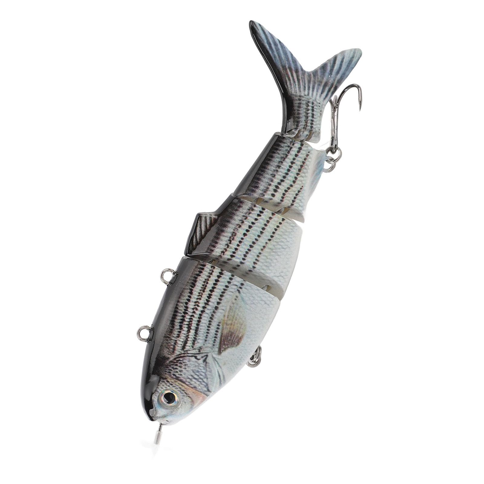 Esca da Pesca, Esca da Pesca Elettrica Ricaricabile Tramite USB Nuoto Automatico Esca per Spigola Realistica Luce a LED Wobbler Multi Snodato Swimbaits Esca D'acqua Dolce (BL-620)