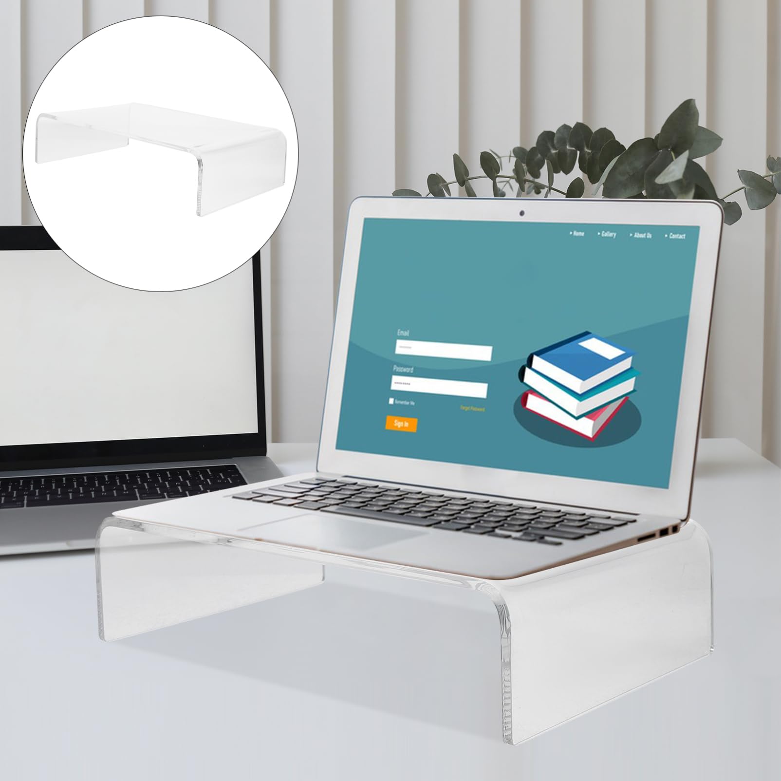 HOMSFOU Supporto per Monitor in Acrilico Trasparente per Computer da Scrivania Aumento Altezza Display e Spazio per Tastiera e Mouse