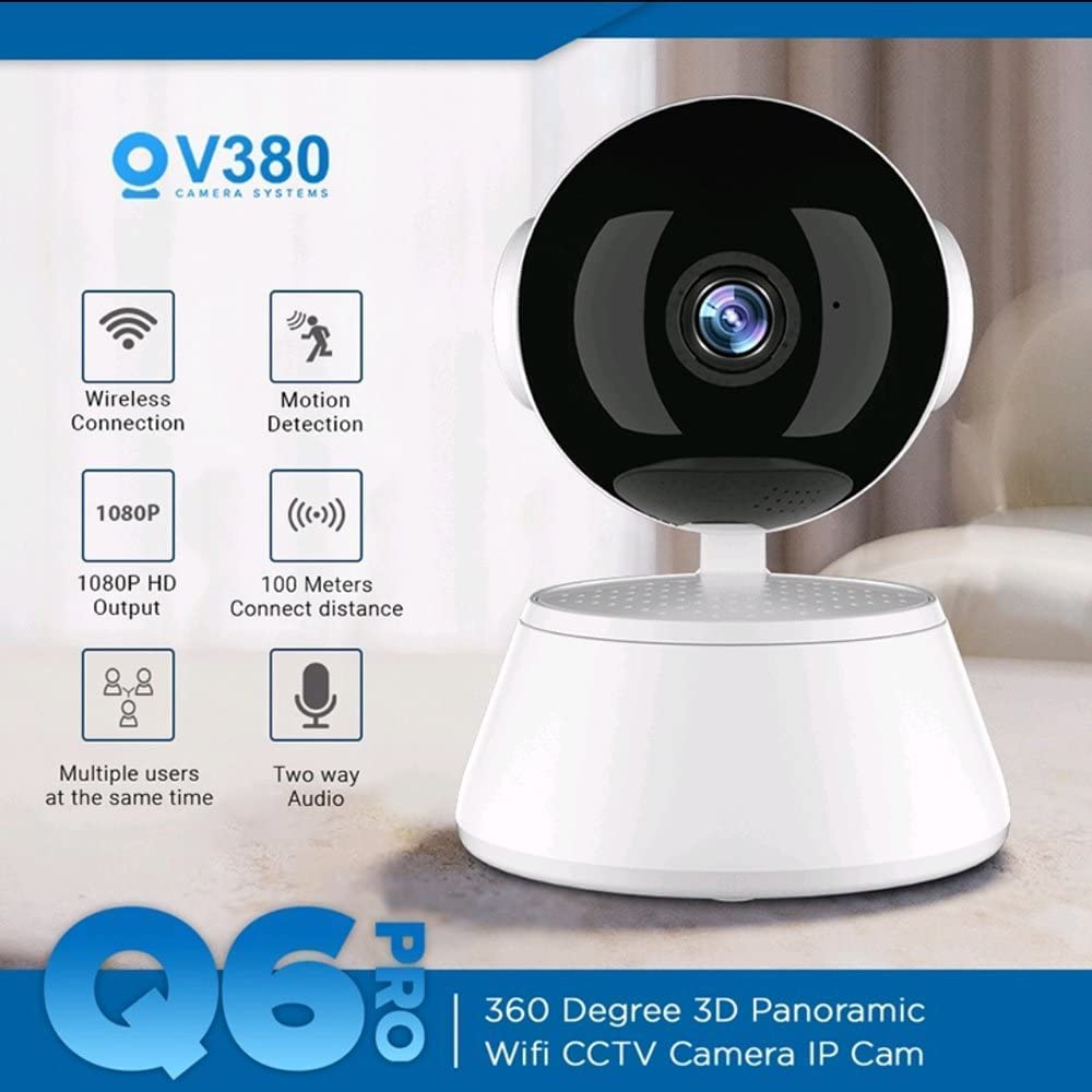 360° WiFi Smart Security Camera 1080P Full HD | Wireless CCTV with Night Vision Motion Detection Two-Way Audio Video for Home Office Baby Monitoring 1
