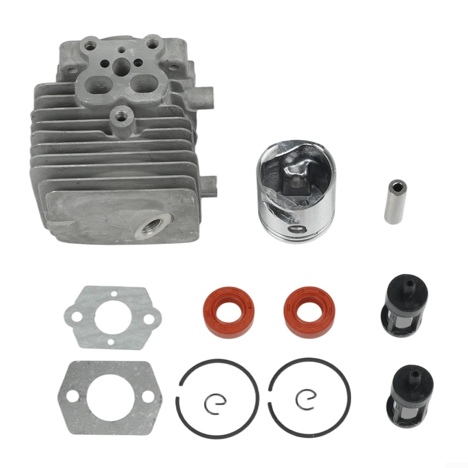DAZZLEEX Kit cilindro per BG86 BG86C SR200 Parti di soffiatore a foglia 4241 020 1203 Set di ricostruzione del motore in metallo con guarnizioni Filtro dell'aria a scintilla per il restauro di