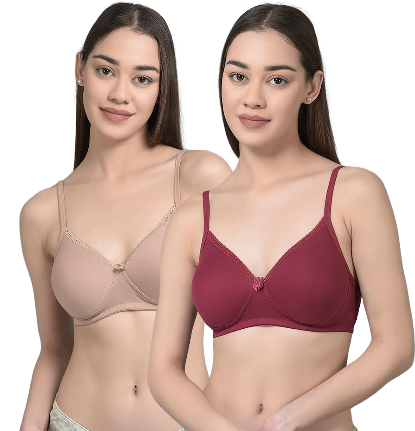 missy pack of 2 women's cotton wire-free full coverage padded bra