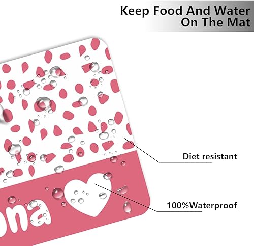 Miniatura 5 de Tapete personalizado para tazón de gato y perro, antideslizante, impermeable, tapete personalizado para mascotas para comida y agua (amor rosa)