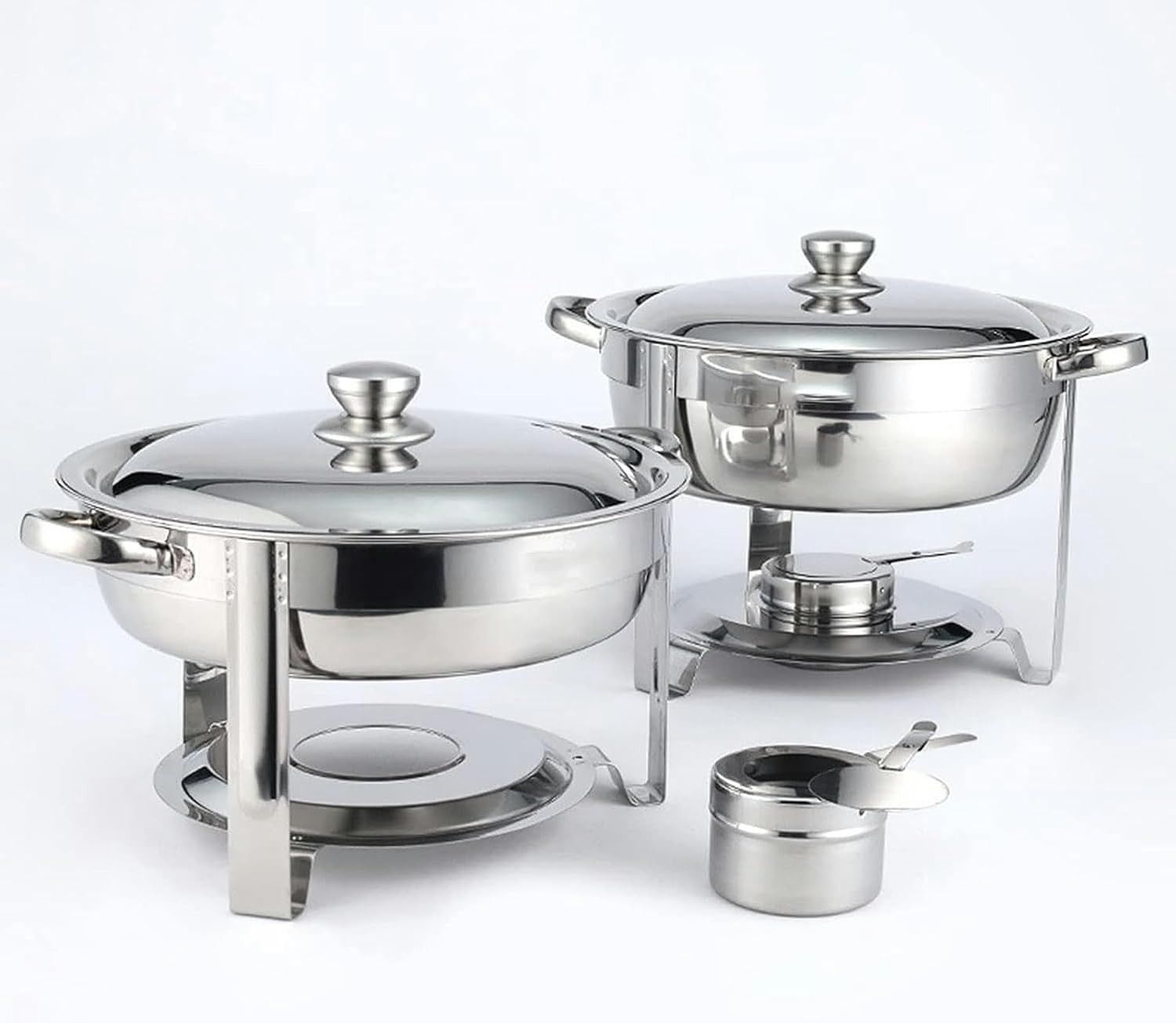 Food Heaters - Party Buffets, Hot Pot Buffet Sets, Stainless Steel Buffet rs and Heated Trays, Hot Plate Buffet Sets, rs with Lids, Folding Stands,Natural Color-5L (Natural Co