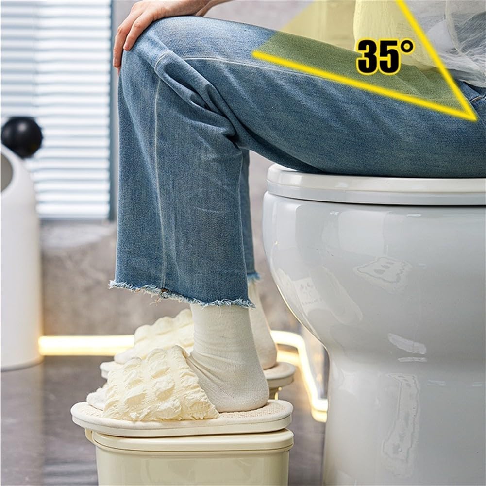 Bequemer Badezimmer-Hocker für besseres Kniebeugen – für den täglichen Gebrauch, einzigartiges Design, beige, ideal für Dusche zu Hause und Körperpflege.
