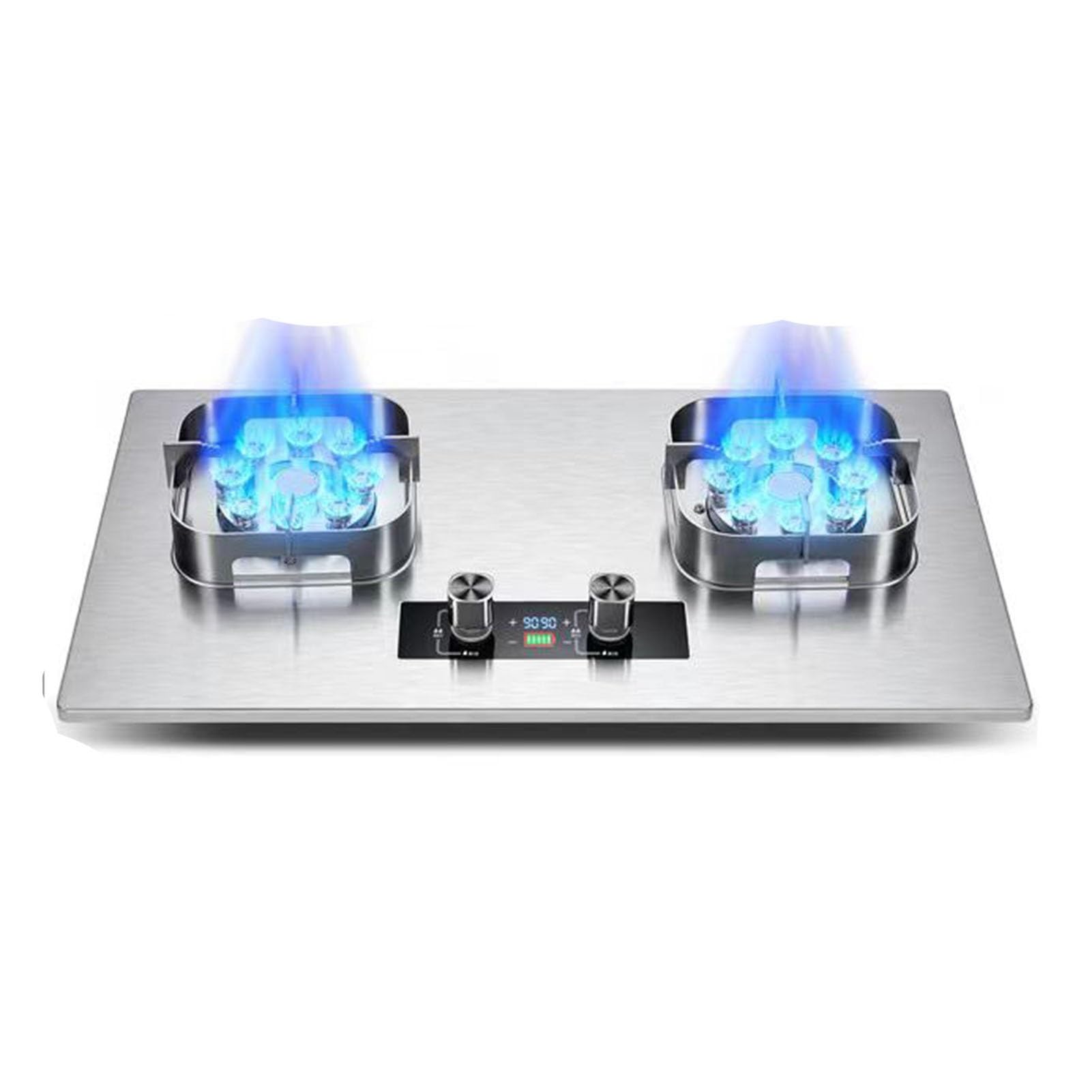 Cuisinière à gaz 2 brûleurs 8 kW en acier inoxydable avec minuterie double
