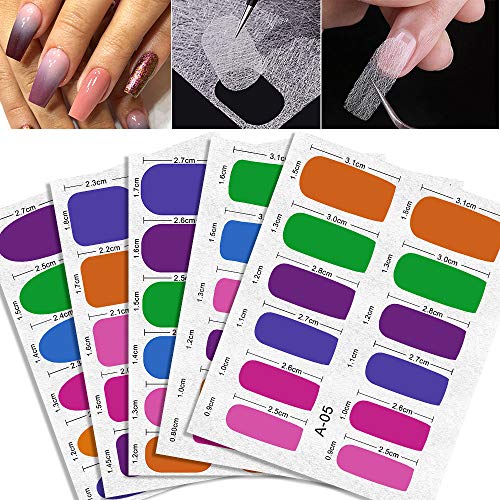 Upgrade Silk Fiberglass Nail Extension Form - DR. MODE 156 Pcs Clear Non-Woven Silk French Nail Warp, 5 Nail Shape 39 Size False Nail, Easy to Use Acrylic Nail/UV GEL Nail Form