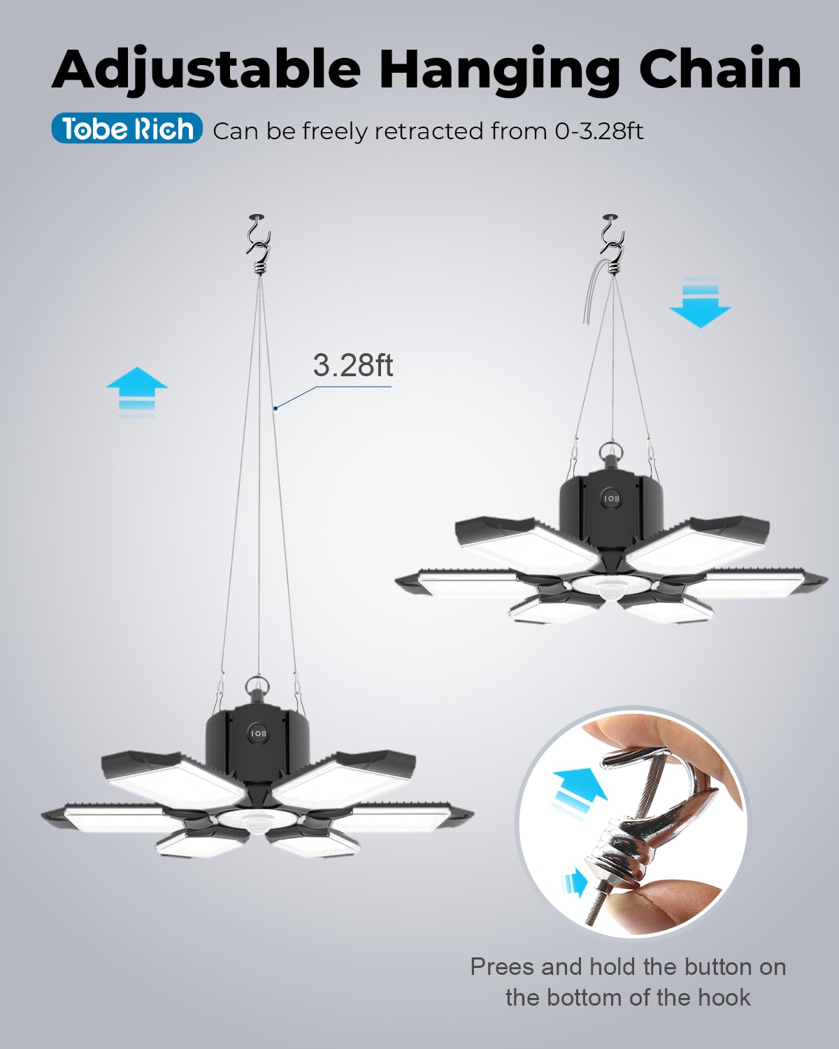 2 Pack Motion Sensor Garage Light Plug in - Ultra Bright 20000LM Motion Activated Shop Light with 3 — view 8