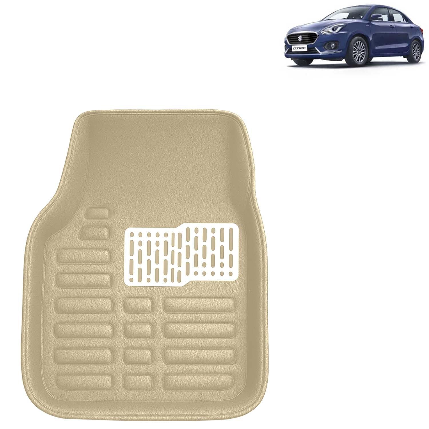 Kingsway Accessories Premium 4D Car Floor Mats Only Compatible with Maruti Suzuki Swift Dzire Year 2017 to 2019 All Model, Set of 3 Pcs, 100% Waterproof Tray Shape PVC 4D Car Foot Mats, Beige
