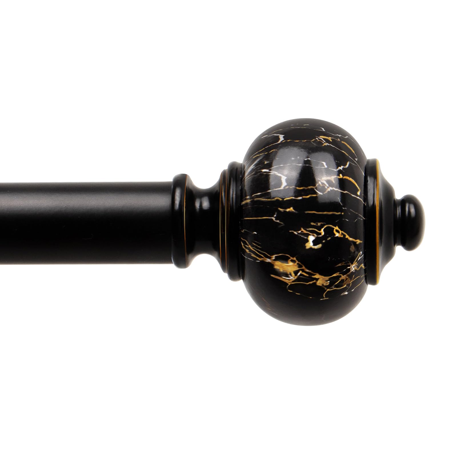 KAMANINA Black Curtain Rod 1 Inch Single Drapery Rods 72 to 144 Inches (6-12 Feet), Heavy Duty Curtain Rods for Windows 66 to 144 Inch, Marbled