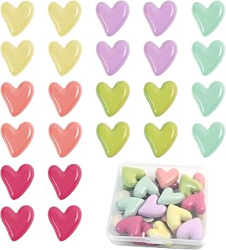 24pcs Cute Fridge Magnets - Colorful Heart Decorative Magnets | for Refrigerator, Whiteboard, Cabinet & Locker - Decorative Magnets for Classroom, Kitchen & Office and Home Adults