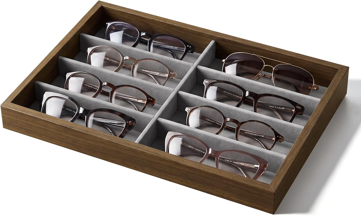 Stratalife 8 Grids Drawer Sunglasses Organizer Tray, Gray Velvet