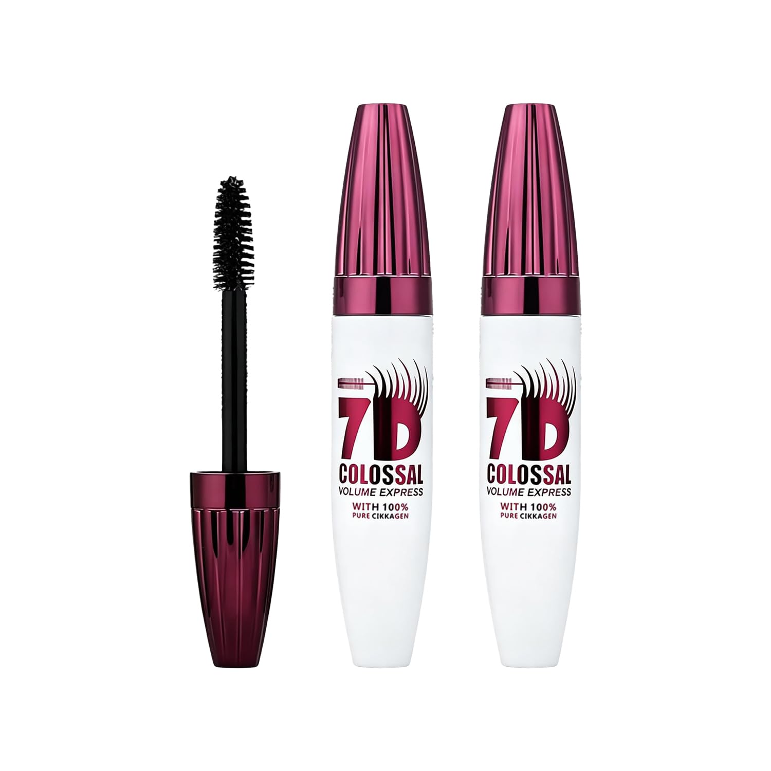 Photo 1 of ?7D Waterproof Volume Mascara, Black Lengthening Thickening Softer Fuller Lashes Mascara, Long Lasting Natural Curling Lashes for Professional Eye Makeup for Women and Girls (2pcs)