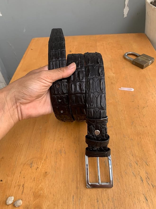 Genuine Alligator Leather Belt with Real Crocodile Buckle for Men, 1.57"=4cm Width2