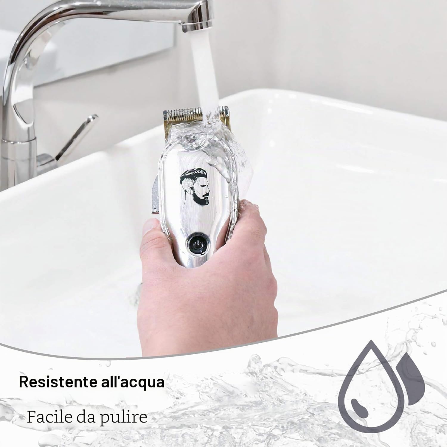 Hatteker Tagliacapelli Professionale Uomo Tagliabarba Di Precisione Lungo Impermeabile IPX7