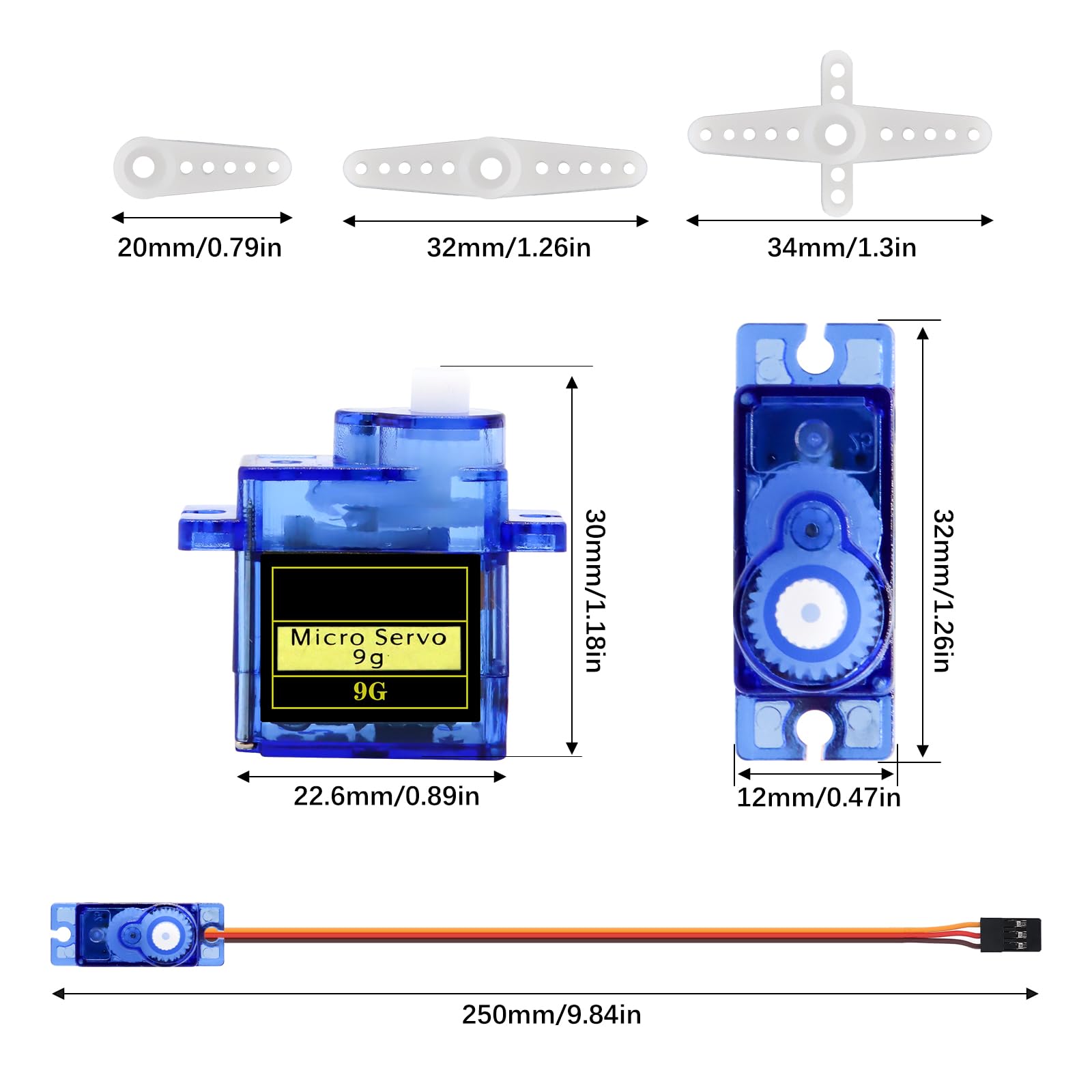 Lot De 12 Micro Servomoteurs 9G – Pour Arduino, Robotique, Modèles RC – Couple 1,5 Kg/cm – 4,8 à 6 V