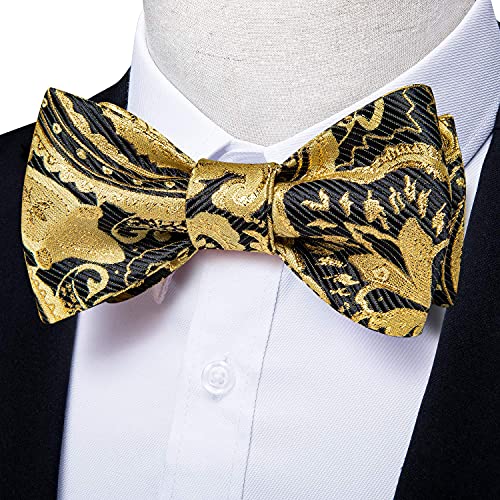 Image of DiBanGu Silk Self-Tied Bowtie Jacquard Woven Bow Tie Set for Men