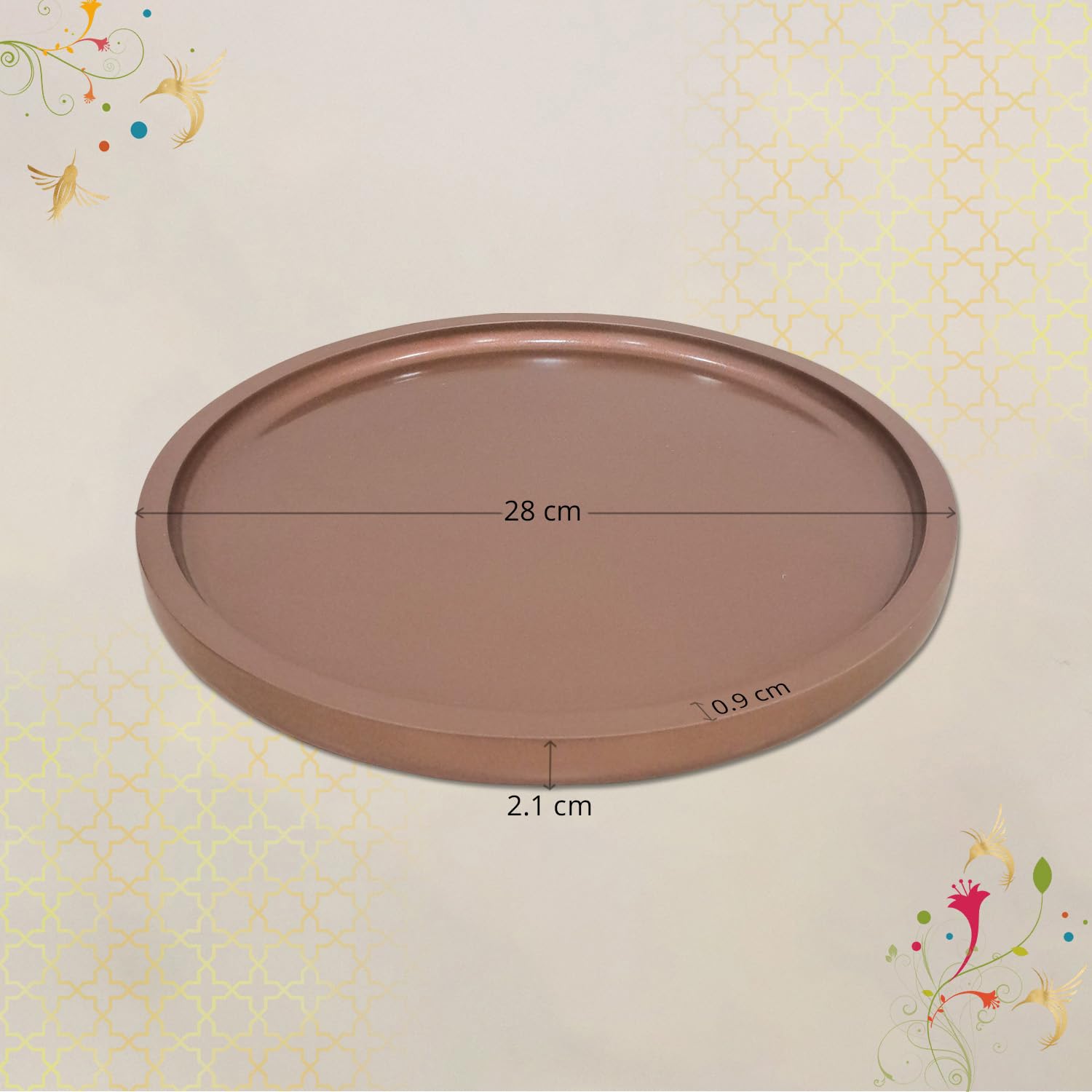 Copper Round Tray - Decorative Serving Tray -3