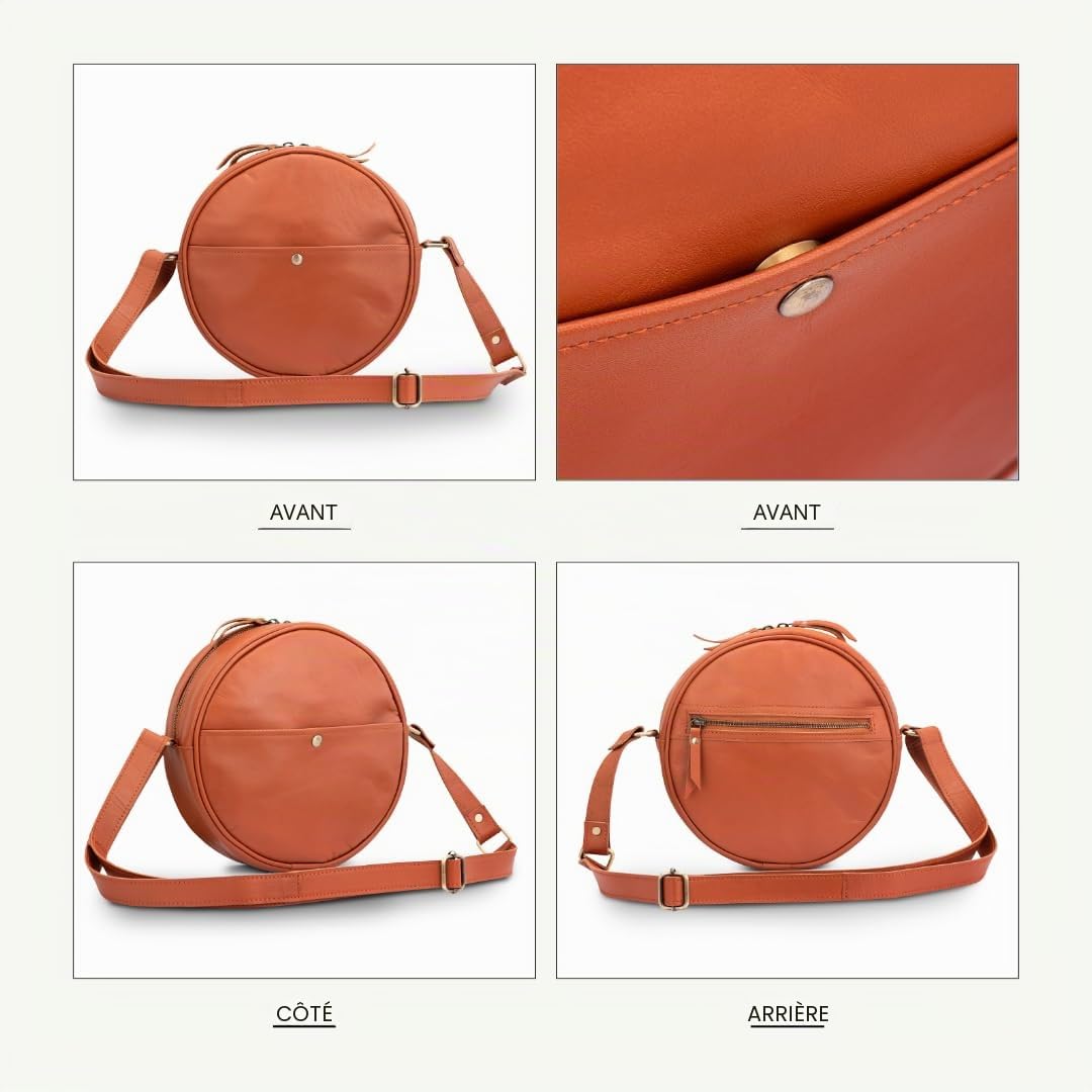 Sacs ronds en cuir urbain pour femme, sacs circulaires pour femmes, sac à bandoulière tendance, petit sac à bandoulière, sac à main de plage, sac à main de voyage, sangle réglable, marron