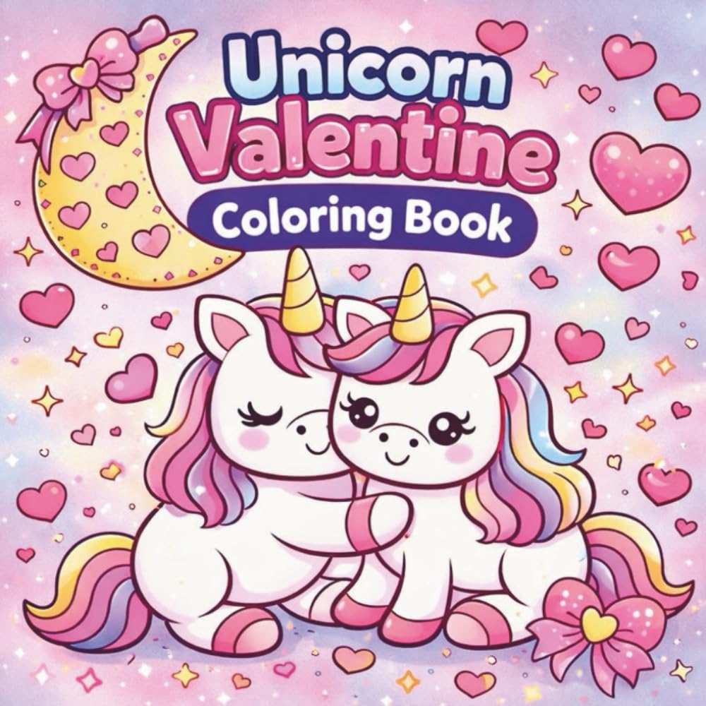 Unicorn Valentine Coloring Book: Sweet Unicorn Coloring Pages for Valentine’s Day