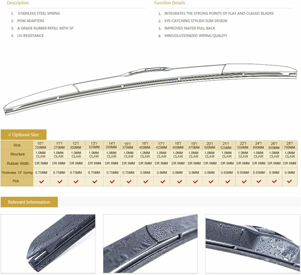 ZHUNDU 24" + 16" Escobillas de limpiaparabrisas Delanteras para Parabrisas de Coche, escobillas de Lluvia para Su&zuki para Vitara MK4 2015-2020 Limpiaparabrisas