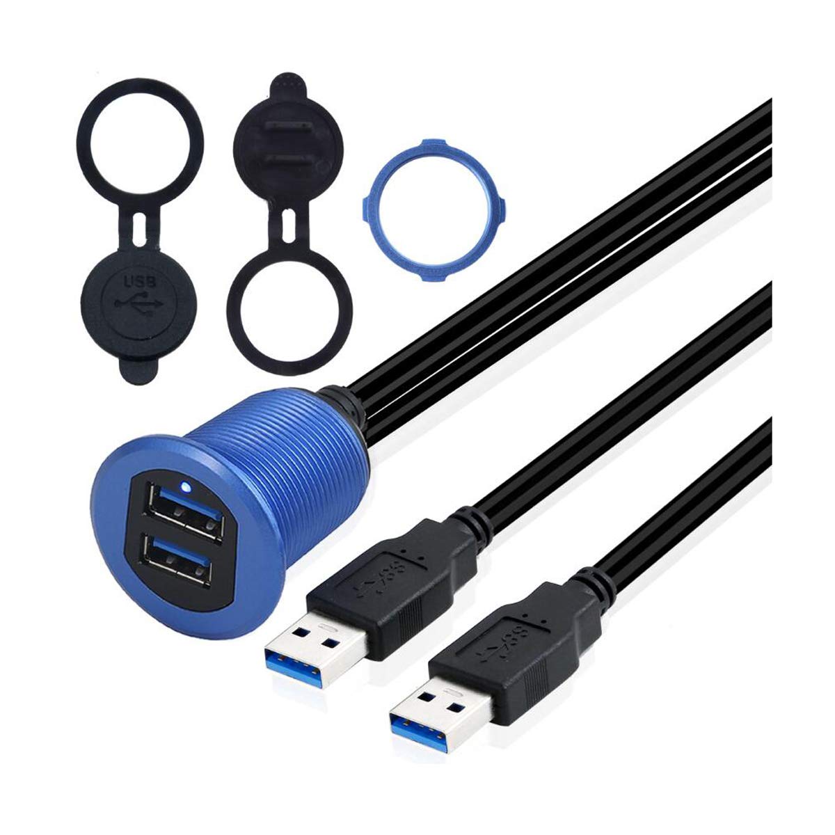 Kework Dual USB 3.0 Flush Mount Cable 3.3 feet