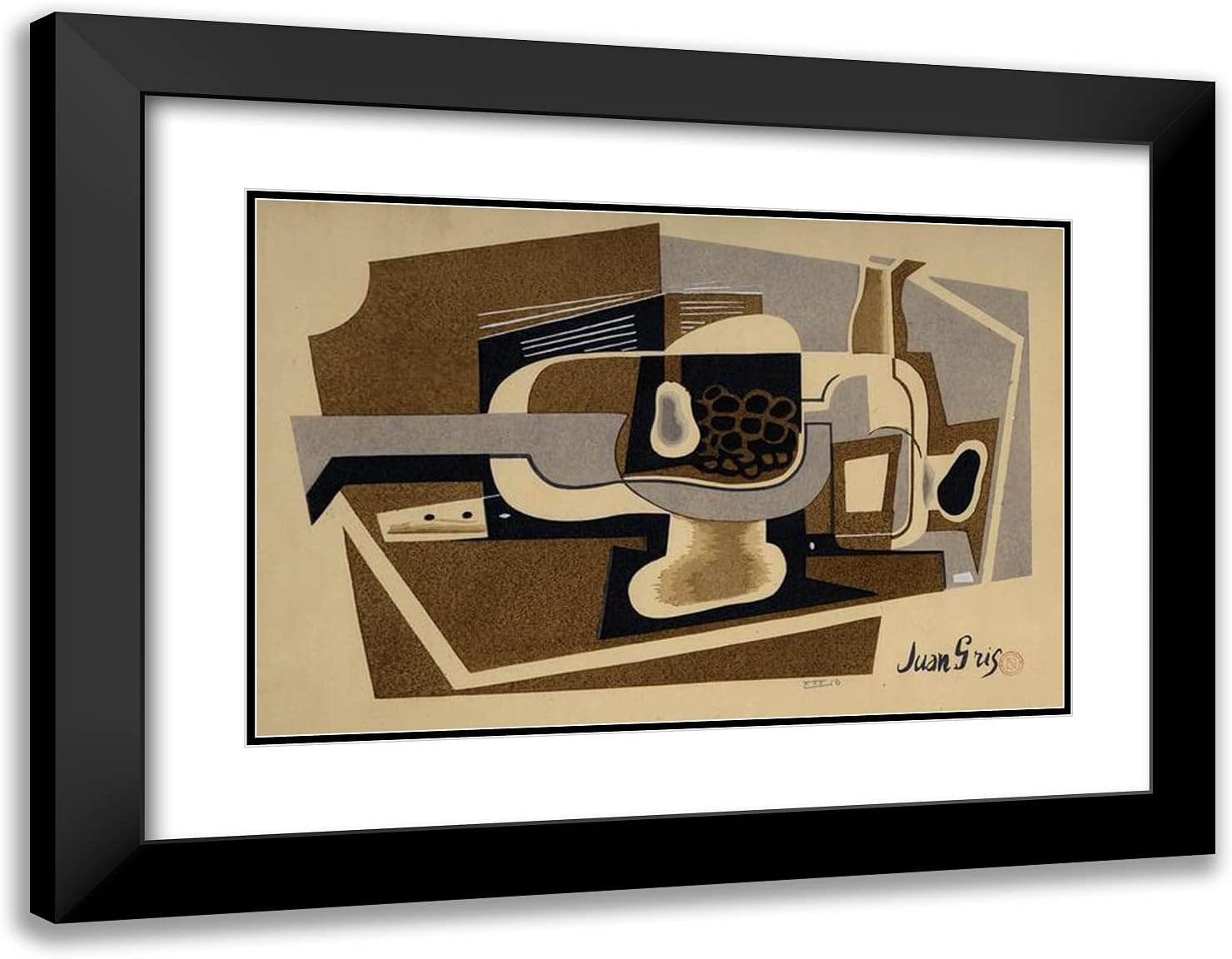 ArtDirect Gris, Juan 24x19 Gold Ornate Framed Art Print with Double Matting Titled: Still Life VII