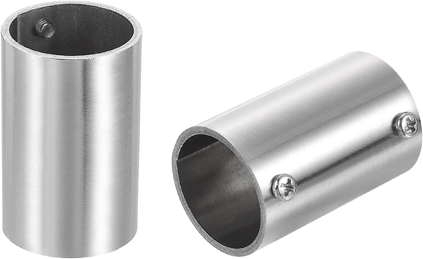 HARFINGTON 4pcs Stainless Steel Closet Rod Holder Set Straight Cylindrical 1.32" Dia Shower Rod Flange Socket Wardrobe Bracket with Screwdriver for Closet Shelf Wardrobe Shower Curtain