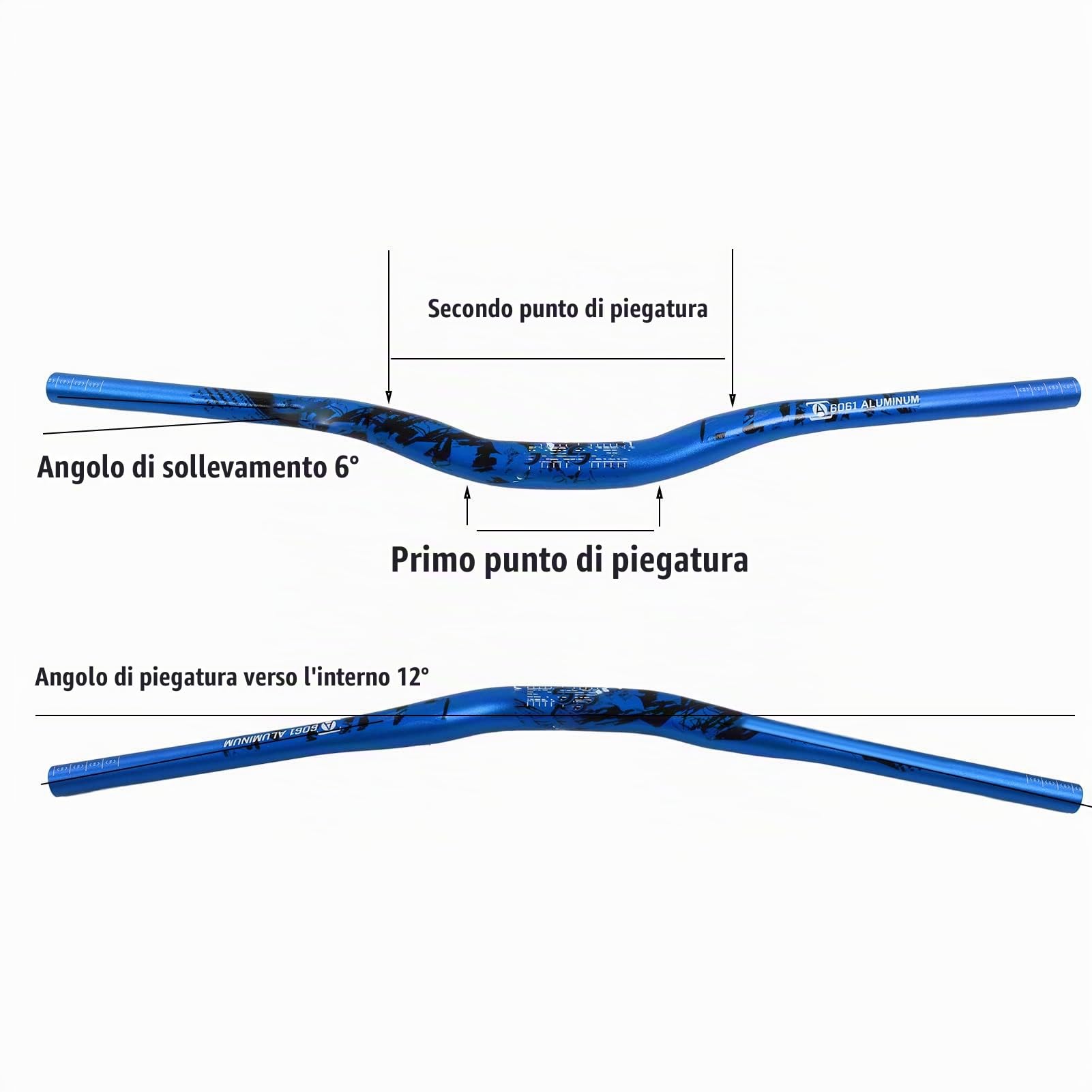 Manubrio per Bici, 31.8x720mm Manubrio Extra Lungo per Bici Manubrio per Bici in Lega di Alluminio Manubrio Adatto per la Maggior Parte delle Bici Bici da Strada BMX(Blu)
