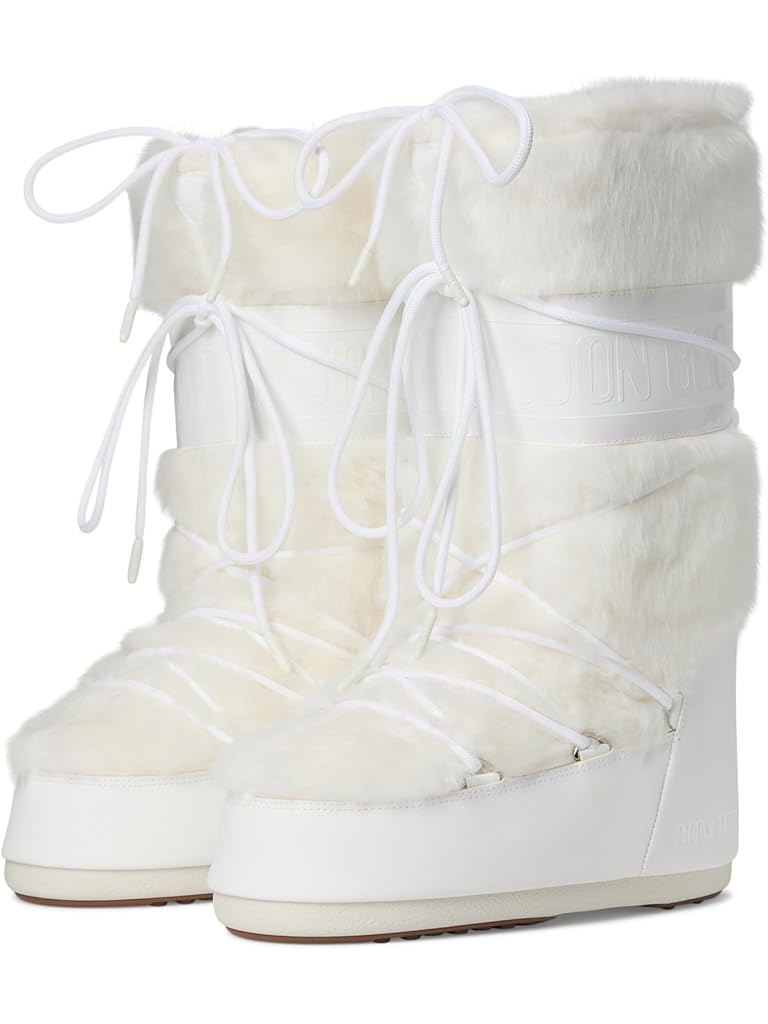 White MOON BOOT Icon Faux Fur