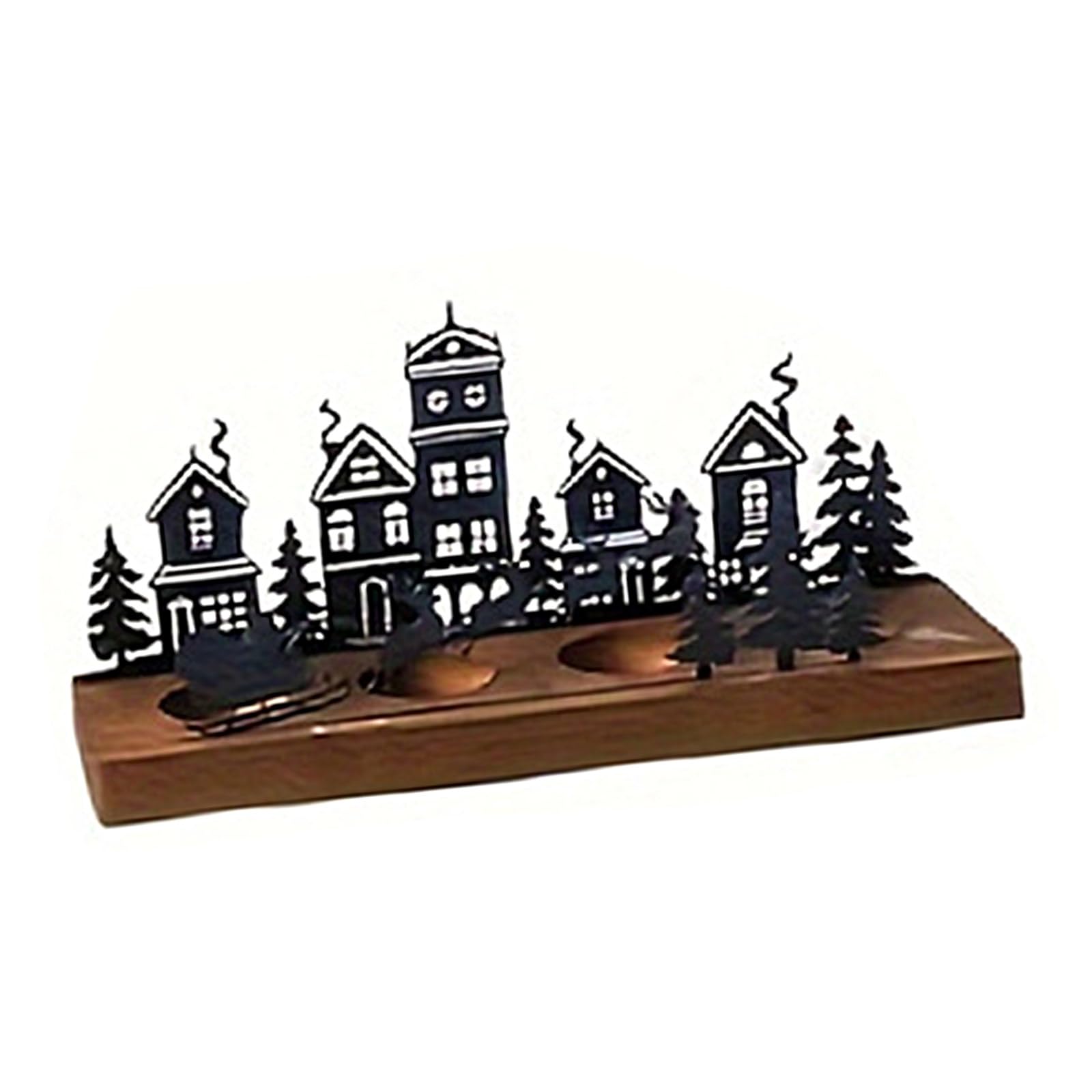 Jazuaiao Holder, Advents Wreath, Tealight, Christmas Tray Metal with Wood Holders Wood Holders