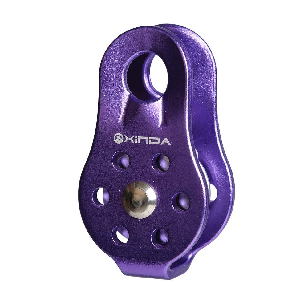 Inzopo 20KN Rock Climbing Arborist Tree Climb Rope Fixed Type Pulley Equipment - Purple/Orange Purple
