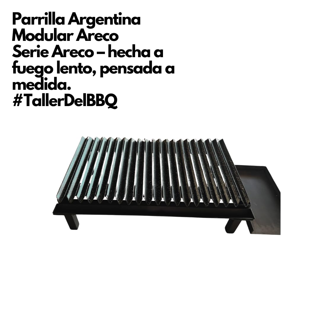 Griglia modulare in stile argentino #WorkshopDelBBQ – 3 griglie a V + piastra liscia + legno + vassoio raccogli grasso design modulare artigianale per veri amanti dell'arrosto.