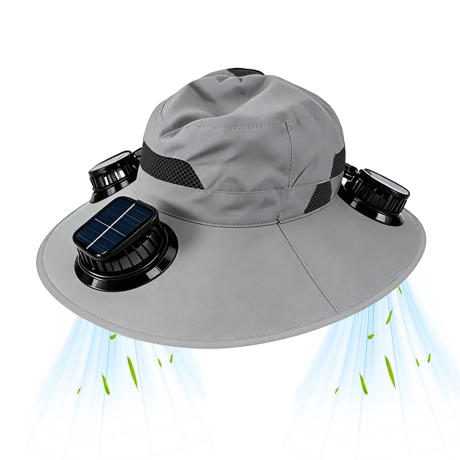 Sombrero Con Ventiladores Energía Solar - Visera De Ala Ancha Ajustable Personal Recargable | Sombrero De Ventilador De Energía Solar Para Pesca, Playa Al Aire Libre, Camping, Verano, Trabajo, Jardine