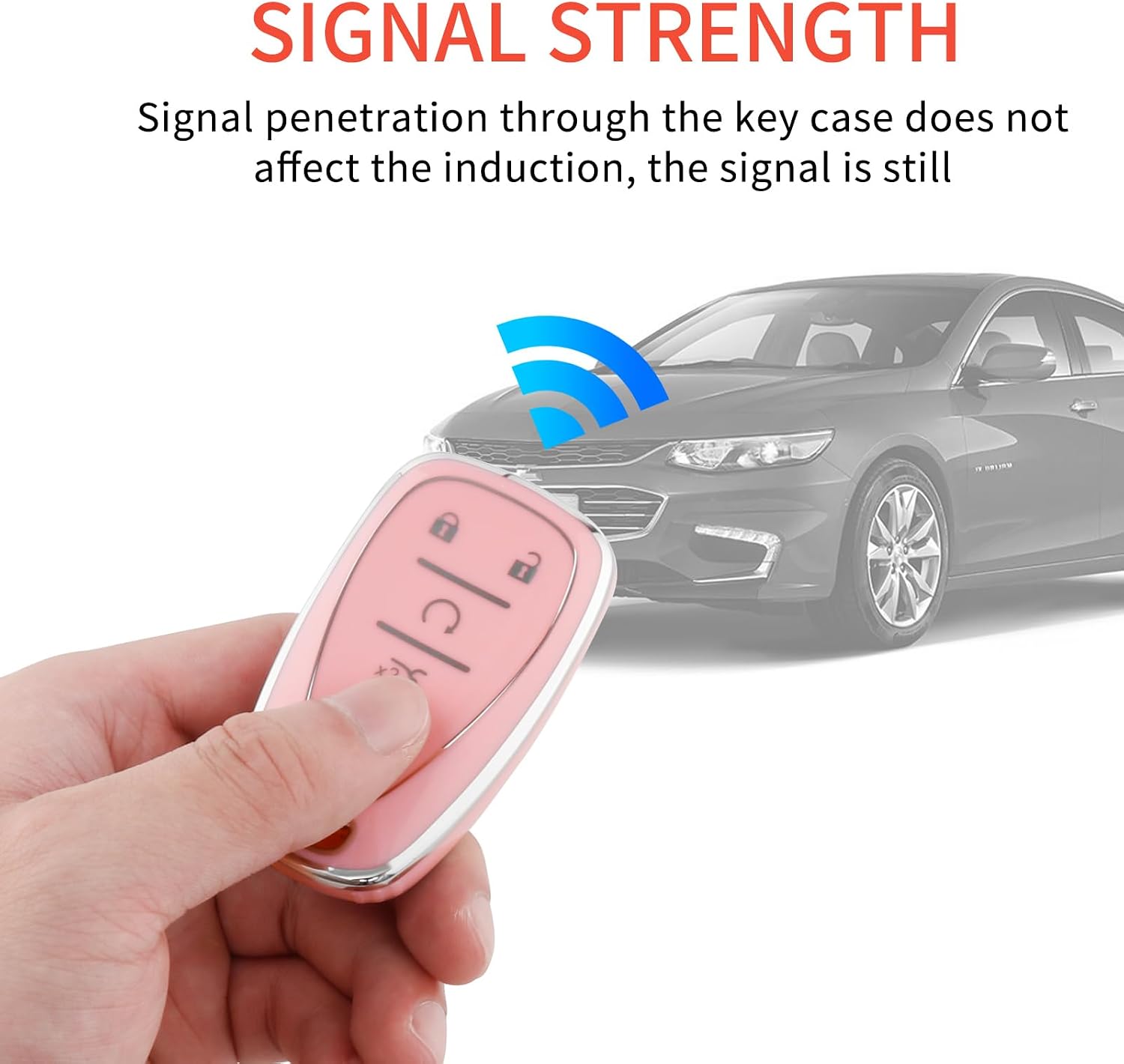 Pangpai Pink Key Fob Cover for Chevy, Soft TPU Key Case Protection with Bling Keychain Fit for Chevrolet Equinox Malibu Camaro Traverse image 5