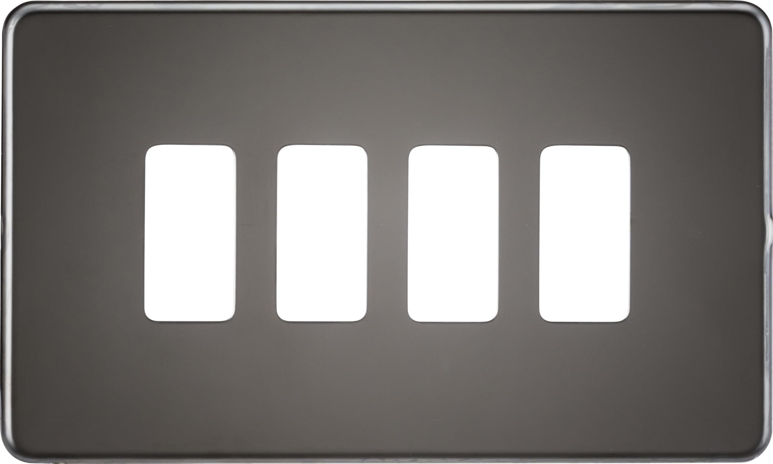 Knightsbridge Black Screwless 4G Grid Faceplate - Nickel
