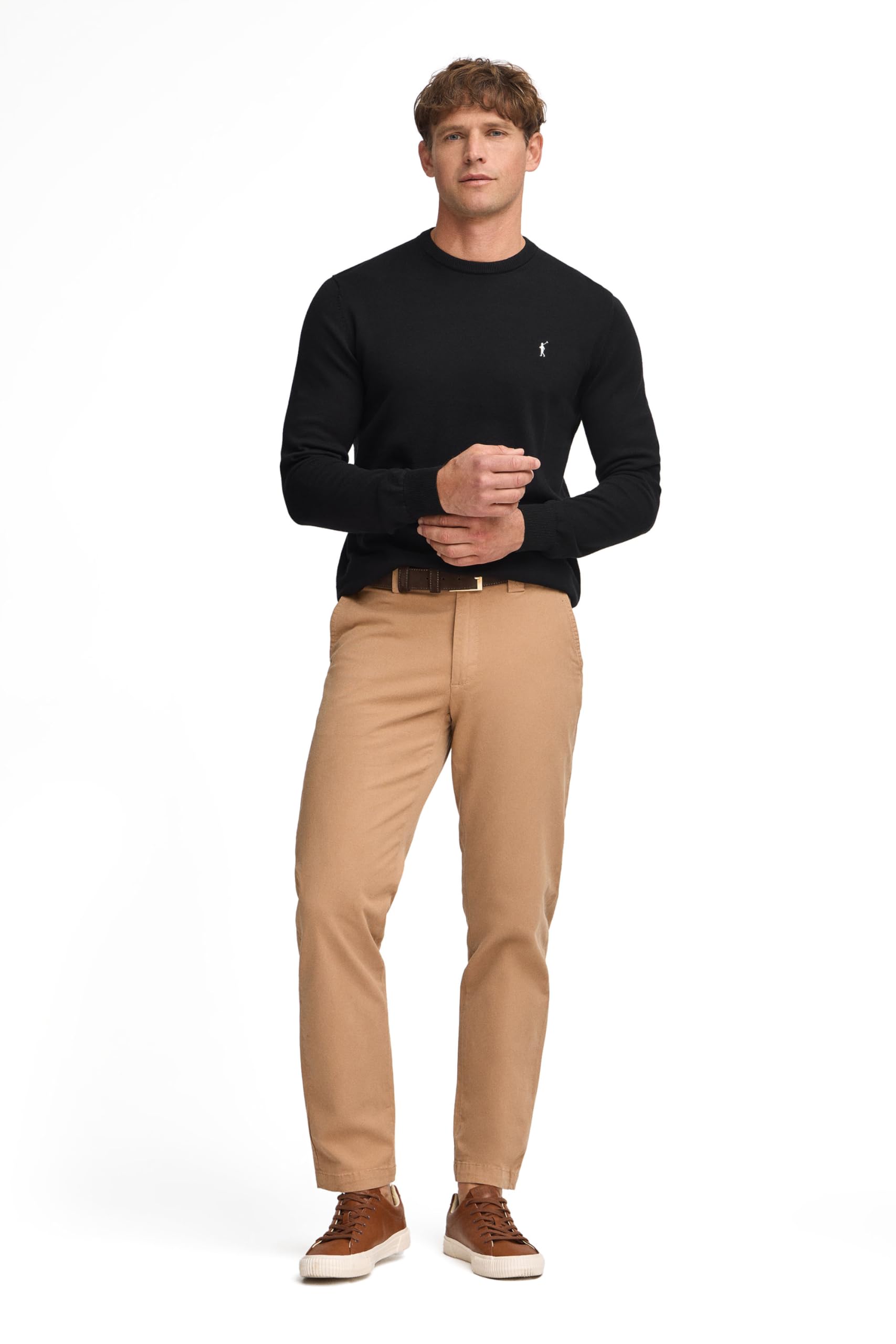 Polo Club Maglione a Treccia da Uomo con Logo e Scollo Tondo