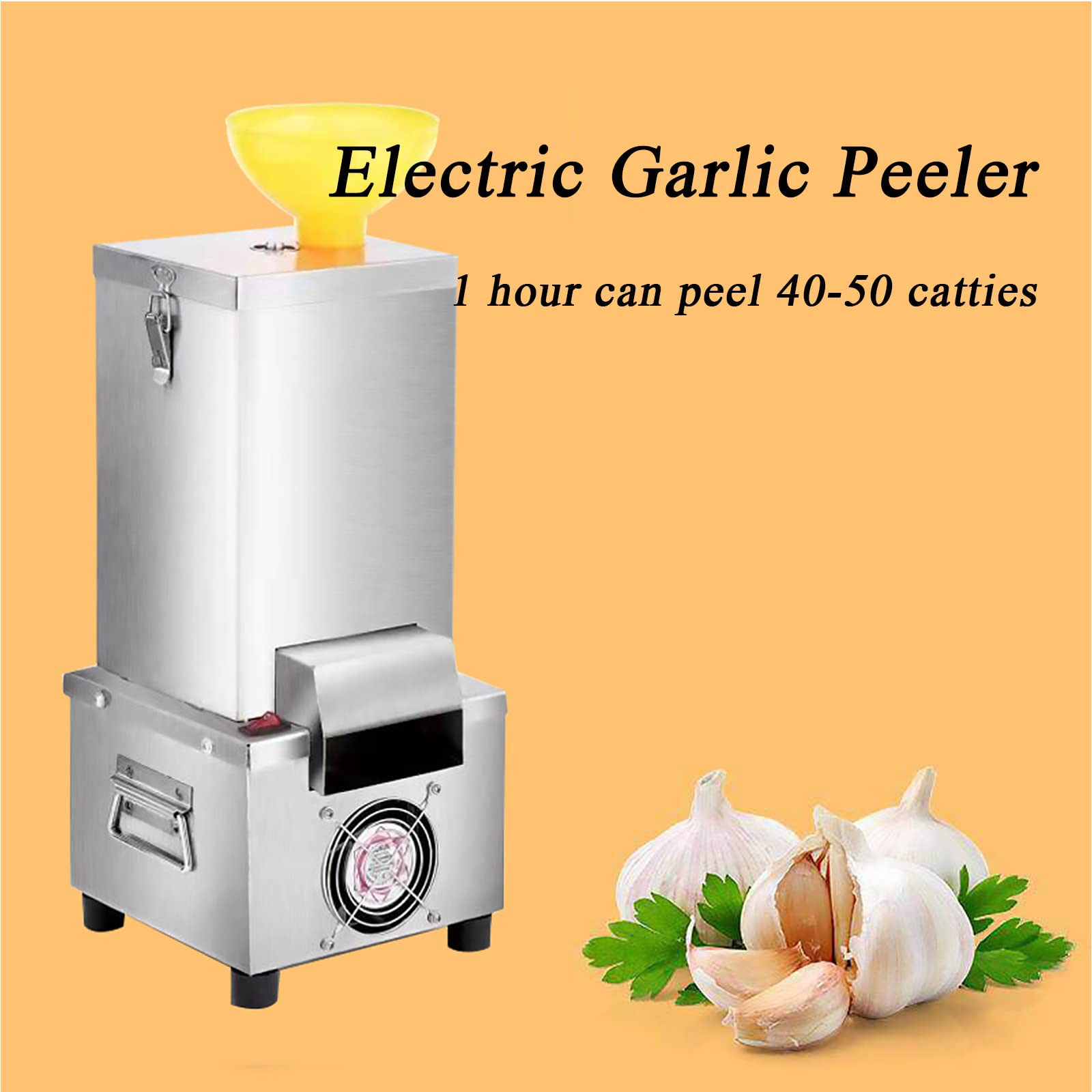Éplucheur d'ail commercial en acier inoxydable avec grand radiateur, amovible pour le nettoyage, facile à utiliser et haute efficacité de 25 kg/h, pour restaurants, hôtels