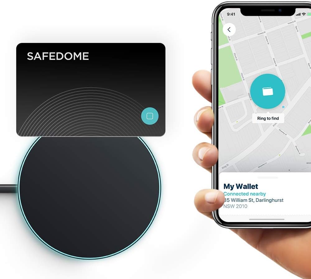 Safedome Rechargeable Bluetooth Tracker Card. This Card Will Find Your Lost Wallet. Comes With Wireless Charging Pad.