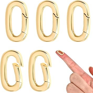 5Pcs 18K Jewellery Clasps and Closures   Spring Ring Necklace Shortener, Bracelet Clasps Extender Clips for Chain Fasteners and Jewellery Making, Gold