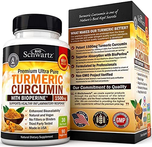 Turmeric Curcumin with Black Pepper Extract 1500mg - High Absorption Ultra Potent Turmeric Supplement with 95% Curcuminoids and BioPerine - Non GMO Turmeric Capsules for Joint Support - 90 Capsules - Image 7