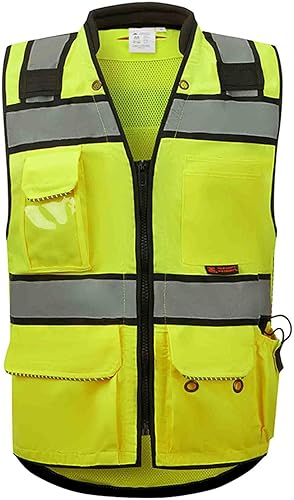 Miniatura 1 de 3C Products Premium Heavy Duty ANSI Class 3 Surveyor's Vest wPadded Collar, Tablet Pocket, Can Pocket & Large Back Pocket