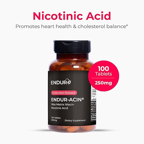 Vista 2 de ENDUR-ACIN - Suplemento de niacina, salud cardíaca y equilibrio saludable de colesterol, liberación prolongada para una absorción óptima, sin