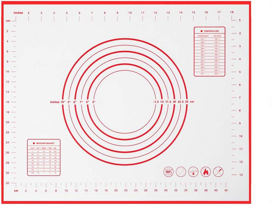 Silicone Pastry Mat Non Stick Extra Thick Baking Mat with Measurement Fondant Mat, Counter Mat, Dough Rolling Mat, Oven Liner, Pie Crust Mat (16''(W)20''(L))