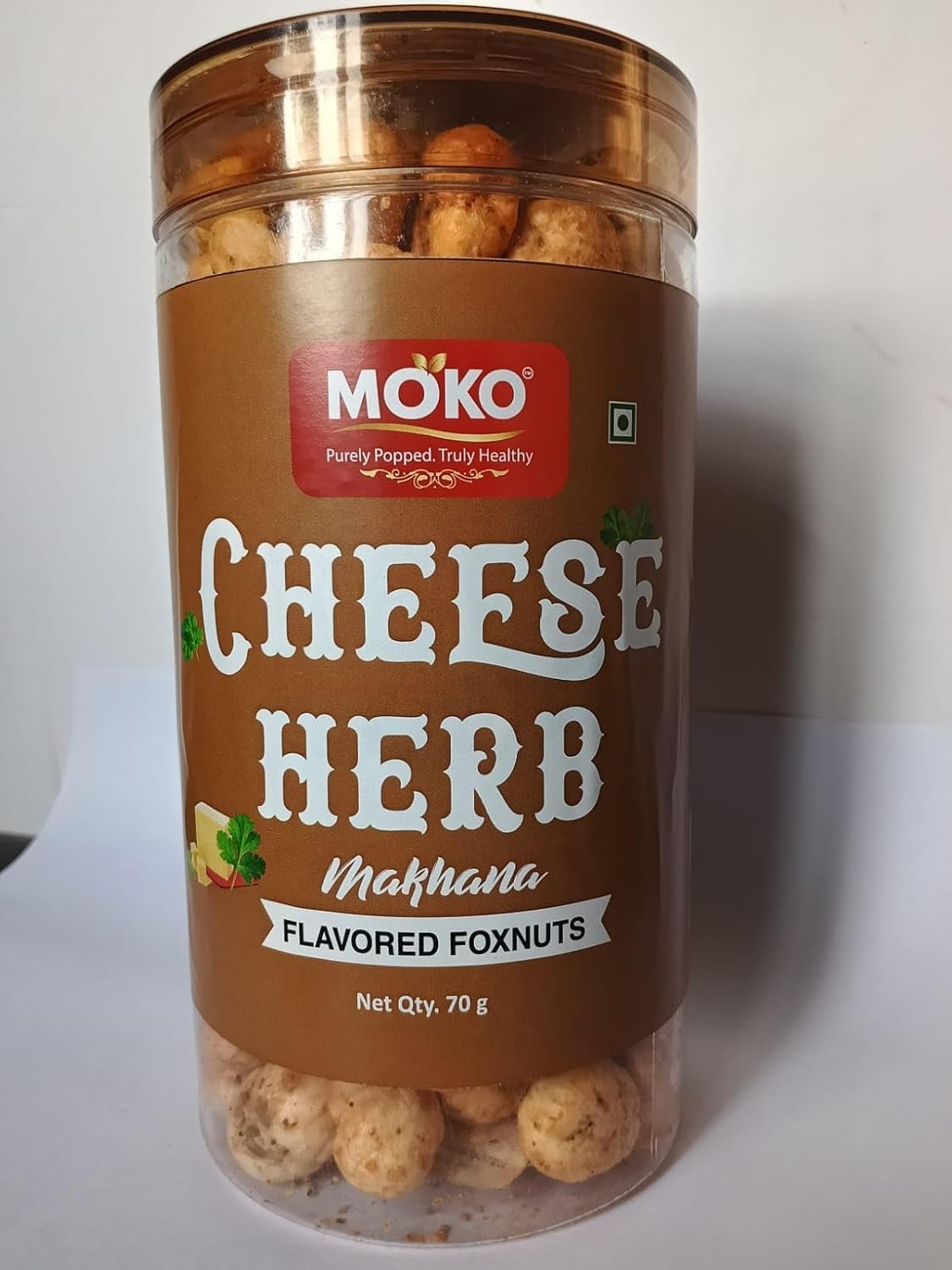 MOKO Cheese & Herb Makhana β Roasted Foxnuts Snack, Gluten-Free & High Protein, Healthy Lotus Seeds, Light & Crunchy Evening Snack, 70g 3