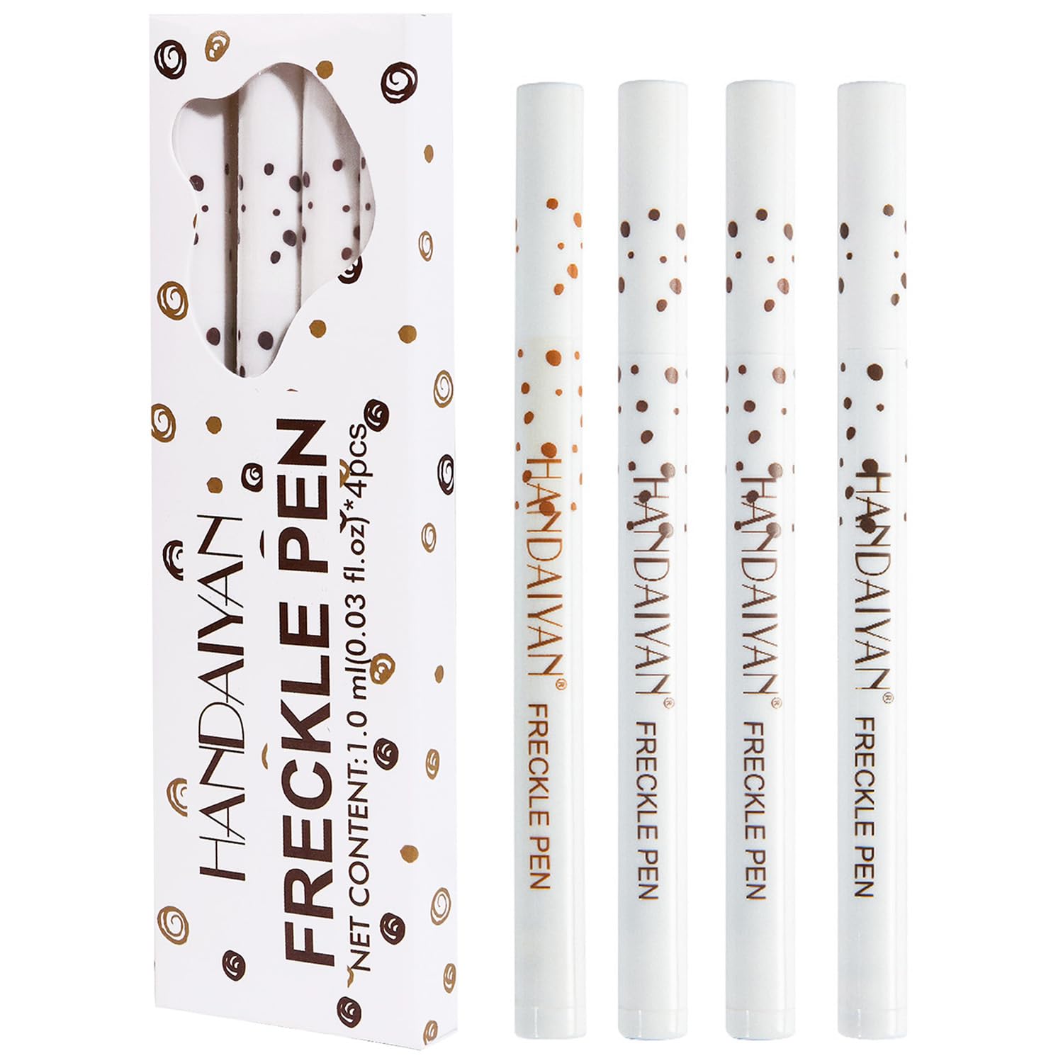 Natural Freckle Pen Set, 4 Colors Easy Makeup Tool, Waterproof Long-Lasting Soft-Spot Pen (4 Pcs), light brown