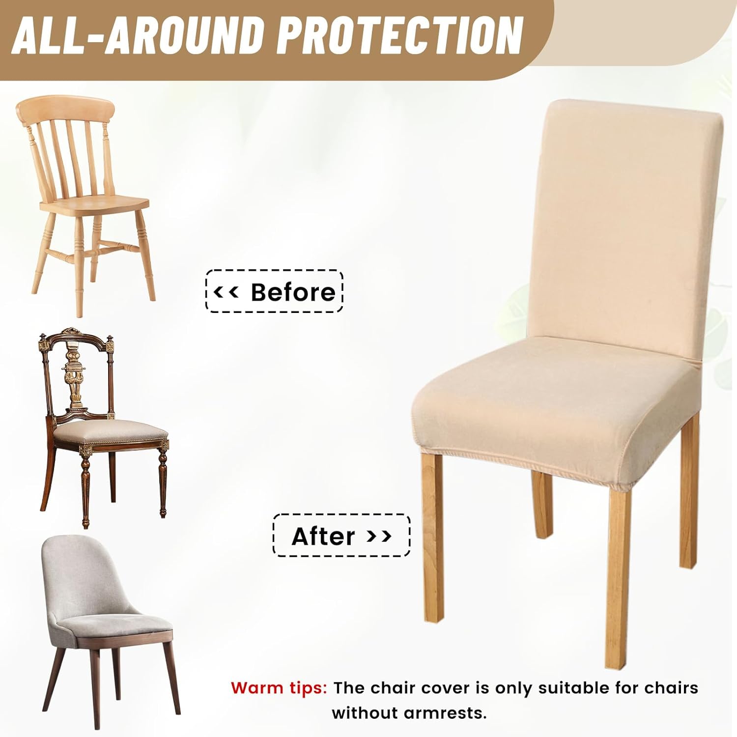 Rakila Velvet Dining Chair Covers Set of 6, Soft Stretch Washable Chair Slipcovers Protector for Home, Restaurant (Yellow, 6 Pack)