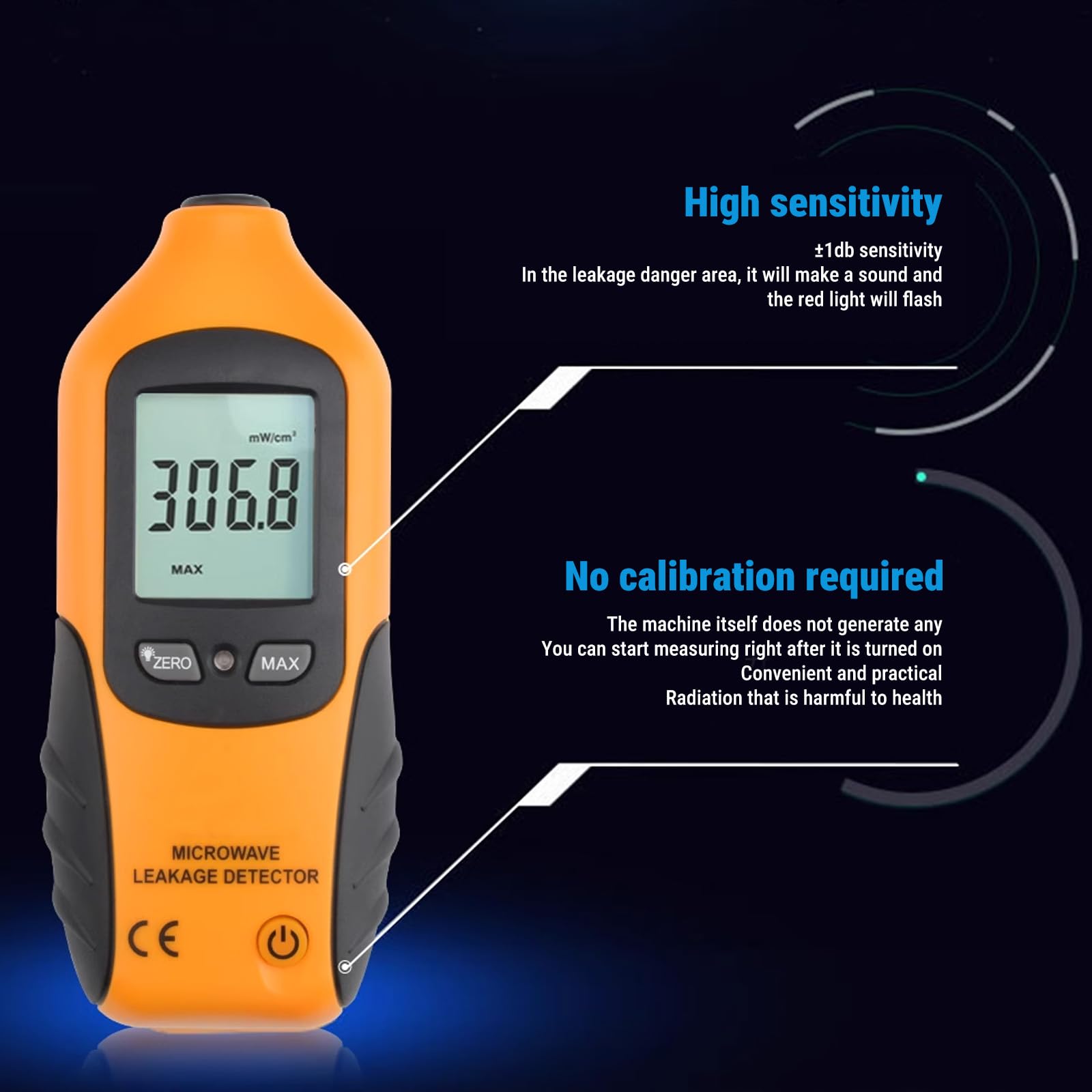 Detector de Radiación Microondas, HT-M2 Medidor EMF con LCD Digital, Detector de Fugas de Microondas, Probador de Fugas de Radiación Electromagnética, Dispositivo Prueba de Radiómetro EMF 0-9,99MW/cm2